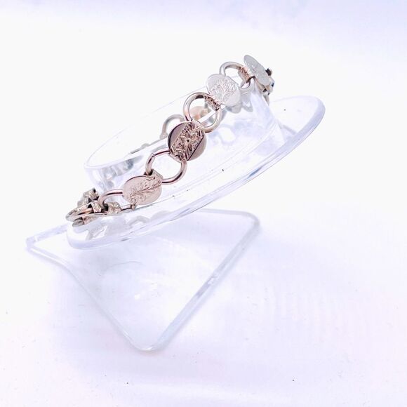 Vintage 60s 70s Signed Sarah Coventry Silver Tone Disc Bracelet - Picture 4 of 5